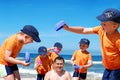 Father and son fun at beach