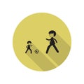 father and son game long shadow icon. Simple glyph, flat vector of FAMILY icons for ui and ux, website or mobile application Royalty Free Stock Photo