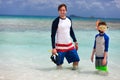 Father and son go snorkeling Royalty Free Stock Photo