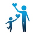 Father and son with hearts silhouette icon
