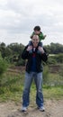 Father and Son on a hike Royalty Free Stock Photo