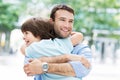 Father and son hugging Royalty Free Stock Photo