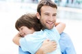 Father and son hugging Royalty Free Stock Photo