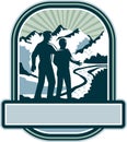 Father Son Journey Mountains Crest Retro