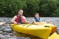 Father and son kayaking Royalty Free Stock Photo