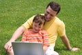 Father and son with laptop Royalty Free Stock Photo