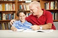 Father and Son in Library Royalty Free Stock Photo