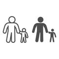 Father and son line and solid icon, 1st June children protection day concept, Parent and kid sign on white background