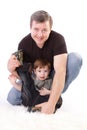 Father and son. Middle-aged man playing with boy Royalty Free Stock Photo
