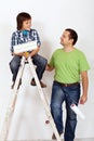 Father and son with painting utensils Royalty Free Stock Photo