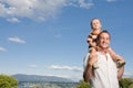 Father son piggy back Royalty Free Stock Photo