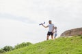 Father and son play in the park Royalty Free Stock Photo