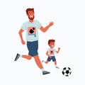 Father son playing football outside. family time Royalty Free Stock Photo