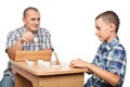 Father and son playing rummy