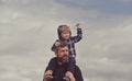 Father and son playing together. Father and his son child boy playing outdoors. Childhood. Freedom to Dream - Joyful Boy Royalty Free Stock Photo