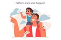 Father and son relationships. Happy loving family, positive parenting
