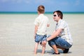 Father and son at shallow water Royalty Free Stock Photo