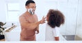 Father, son and shaving cream in bathroom, playful and morning routine in mirror, skincare and boy. Facial, cosmetic and