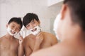 Father and Son Shaving Together Royalty Free Stock Photo