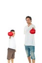 Father and son showing boxing gloves Royalty Free Stock Photo