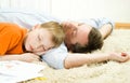 Father with son sleeping Royalty Free Stock Photo