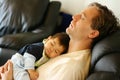 Father son sleeping,focus Dad Royalty Free Stock Photo