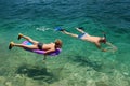 Father and son snorkeling Royalty Free Stock Photo