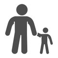 Father and son solid icon, 1st June children protection day concept, Parent and kid sign on white background, Dad with