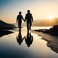 Father and Son spending time together in nature and concept of love of father to son and family Royalty Free Stock Photo