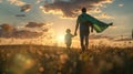 The father and son sunset. AI generated Royalty Free Stock Photo
