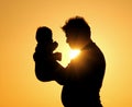 Father son sunset Royalty Free Stock Photo