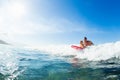 Father and Son Surfing, Riding Wave Together Royalty Free Stock Photo