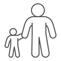 Father and son thin line icon, 1st June children protection day concept, Parent and kid sign on white background, Dad