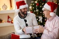 Father and son together celebrate Christmas