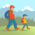 Father and son tourists. Mountain Royalty Free Stock Photo