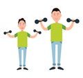 Father and Son Train with Dumbbells vector