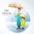 Father and son with umbrella for Fathers Day celebration.