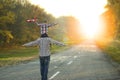 Father and son walk in nature Royalty Free Stock Photo