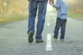 Father and son walk in nature Royalty Free Stock Photo