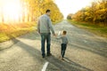 Father and son walk in nature Royalty Free Stock Photo