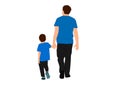 Father and son walking holding hands vector illustration isolated white background Royalty Free Stock Photo