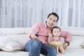 Father and son watching television Royalty Free Stock Photo