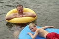 Father and son in water Royalty Free Stock Photo