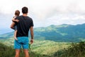 Father and son enjoying the view, mauritius