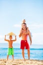 Father and Sons Going Surfing Royalty Free Stock Photo