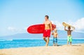 Father and Sons Going Surfing