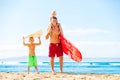 Father and Sons Going Surfing Royalty Free Stock Photo