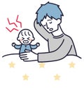 Father soothing a fussy baby illustration