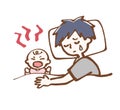 Father soothing a fussy baby. simple illustration