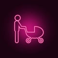 father with a stroller icon. Elements of Family in neon style icons. Simple icon for websites, web design, mobile app, info Royalty Free Stock Photo